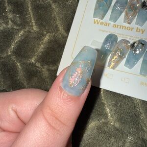Sagittarius Blue and Gold Nail Set